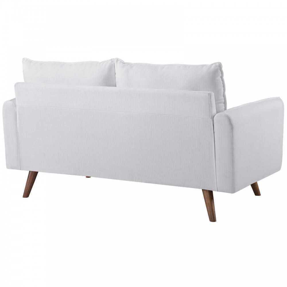 Revive Upholstered Fabric Sofa and Loveseat Set, White