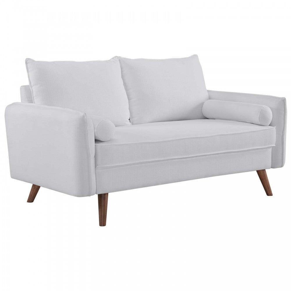 Revive Upholstered Fabric Sofa and Loveseat Set, White