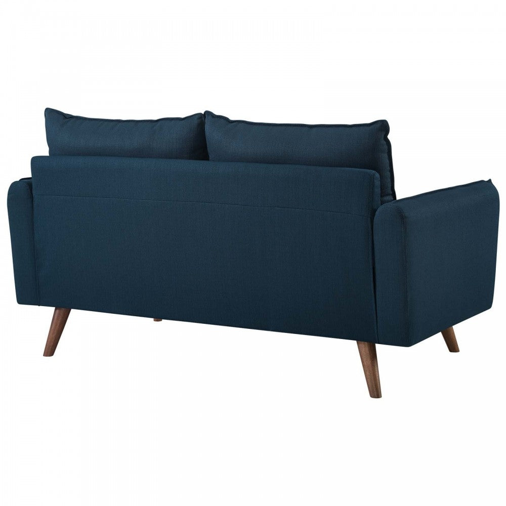 Revive Upholstered Fabric Sofa and Loveseat Set, Azure