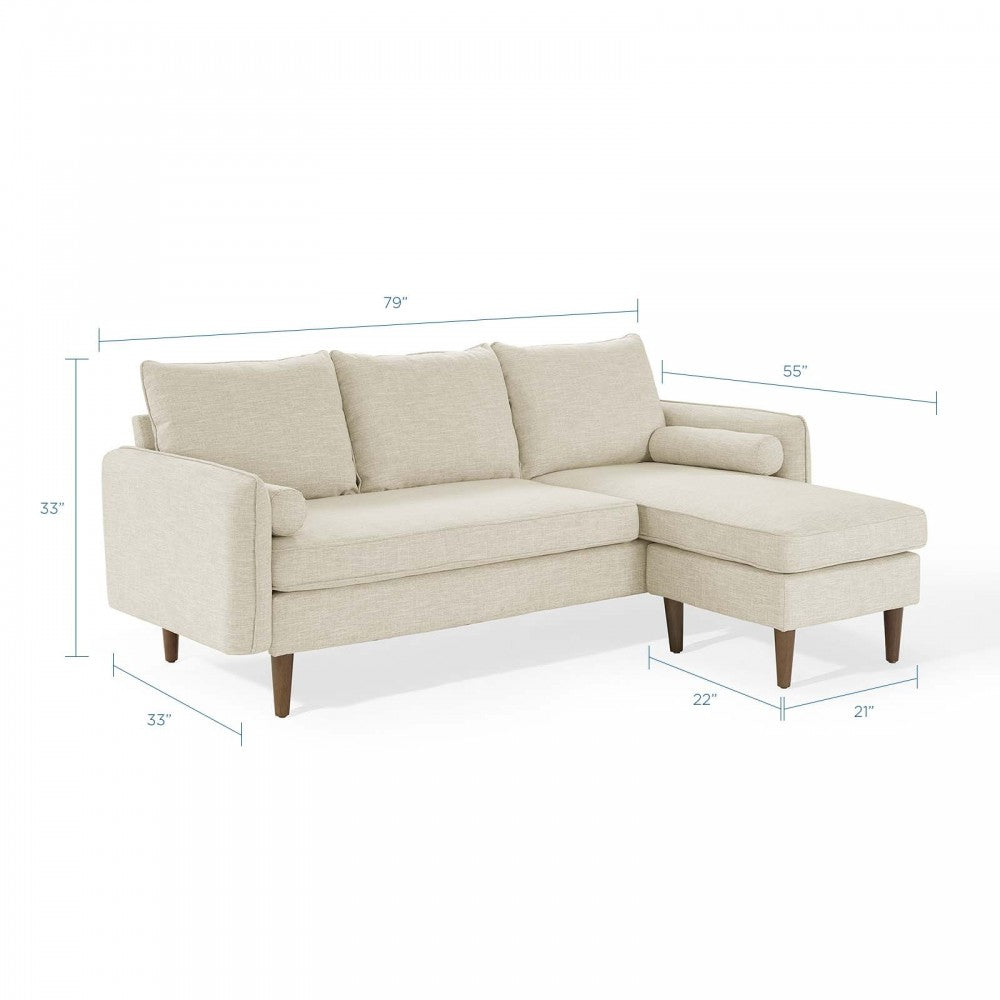 Revive Upholstered Right or Left Sectional Sofa, Beige