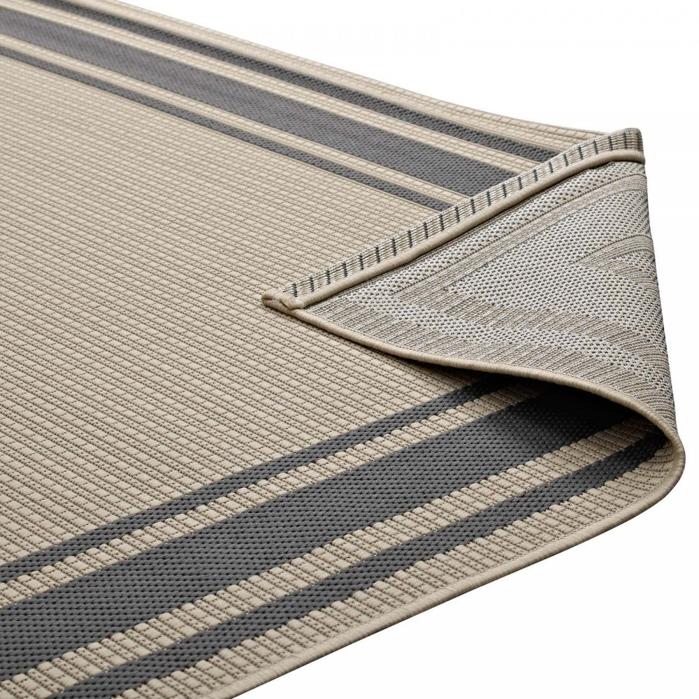 Rim Solid Border 8x10 Indoor and Outdoor Area Rug, Gray and Beige