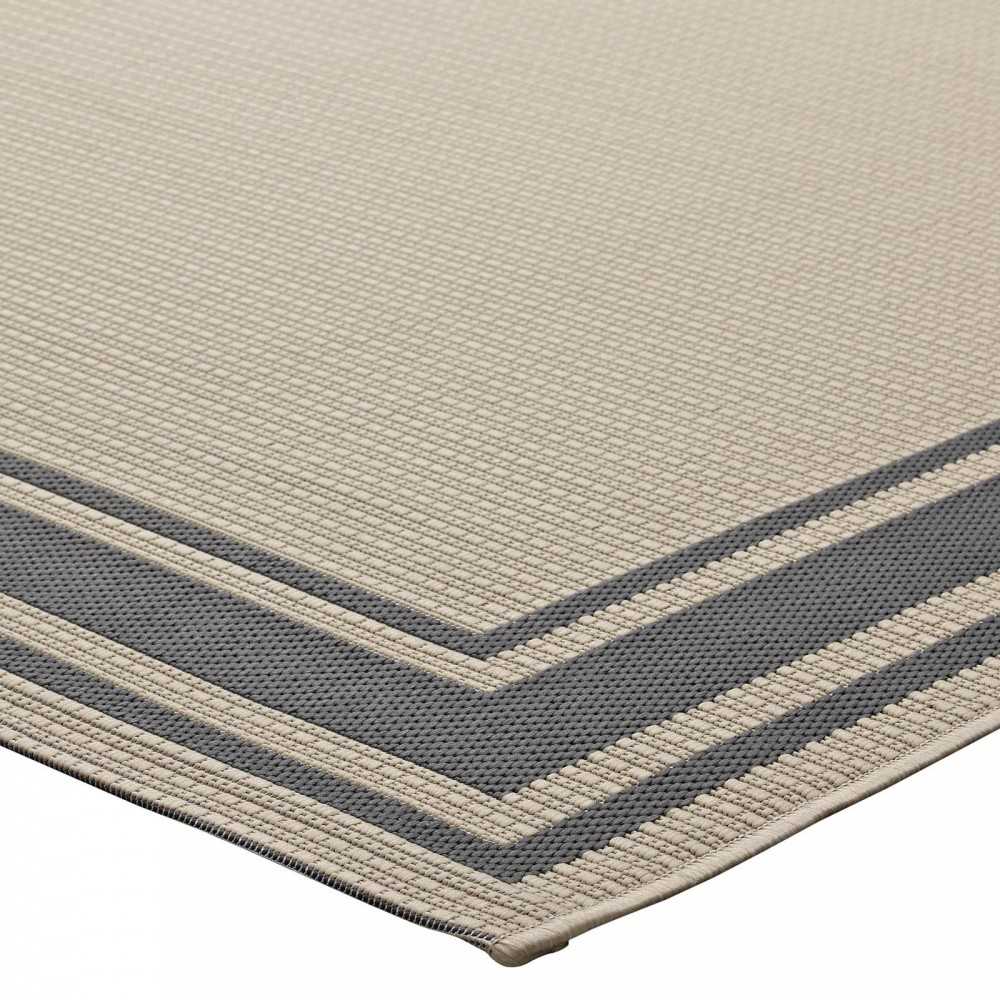 Rim Solid Border 8x10 Indoor and Outdoor Area Rug, Gray and Beige