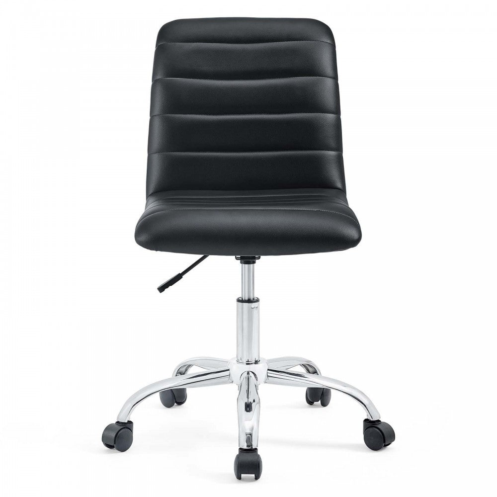 Ripple Armless Mid Back Vinyl Office Chair, Black
