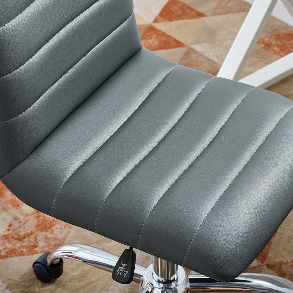 Ripple Armless Mid Back Vinyl Office Chair, Gray