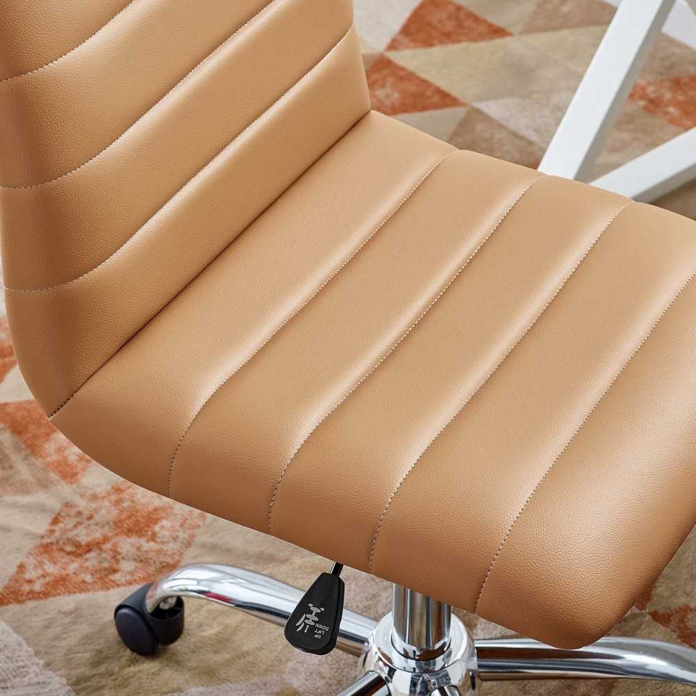 Ripple Armless Mid Back Vinyl Office Chair, Tan