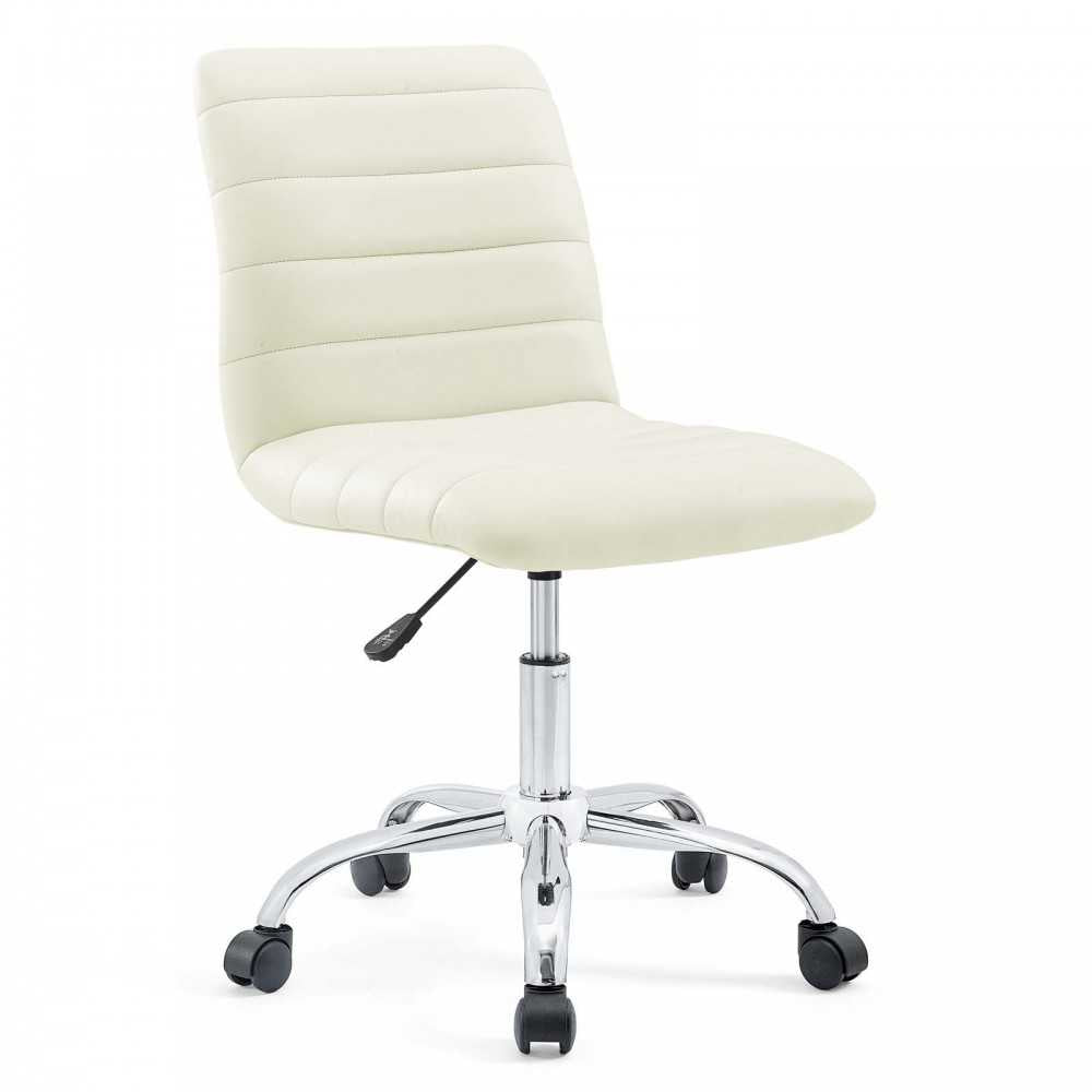 Ripple Armless Mid Back Vinyl Office Chair, White