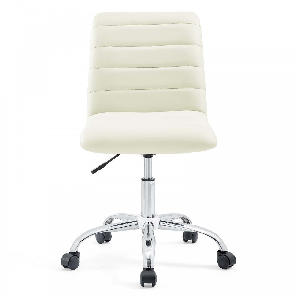 Ripple Armless Mid Back Vinyl Office Chair, White
