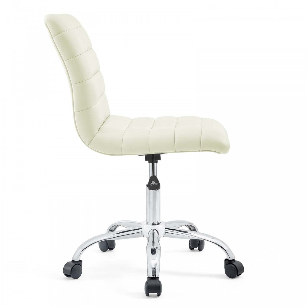 Ripple Armless Mid Back Vinyl Office Chair, White