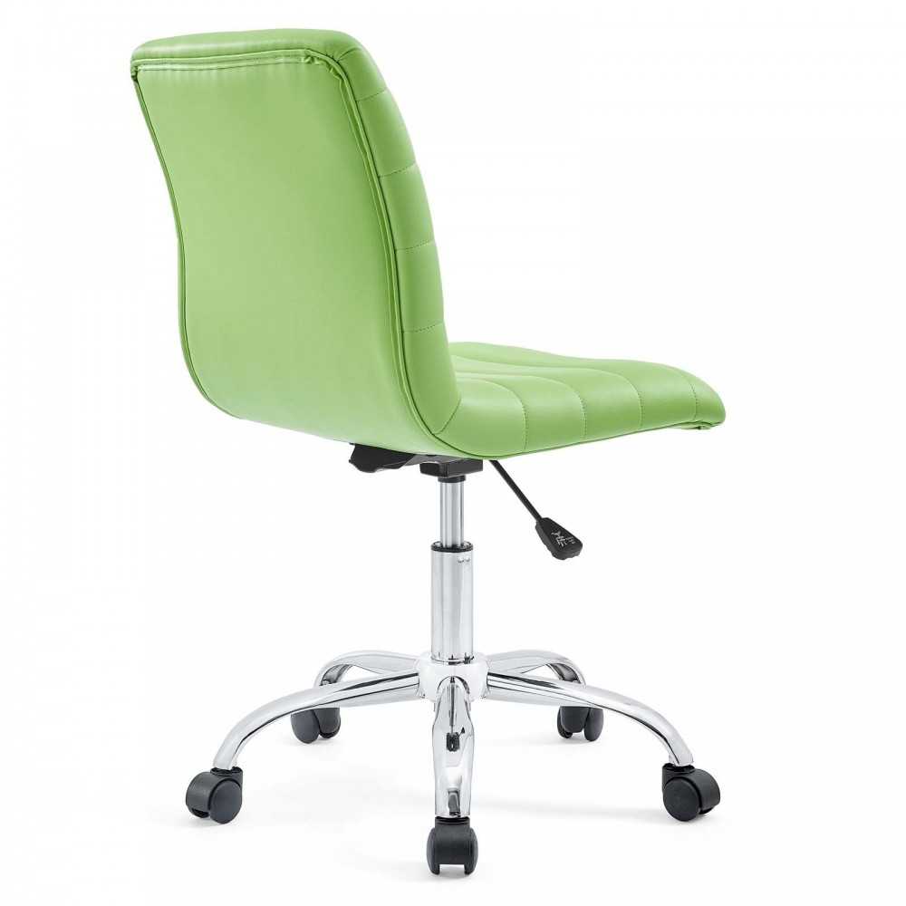 Ripple Armless Mid Back Vinyl Office Chair, Bright Green