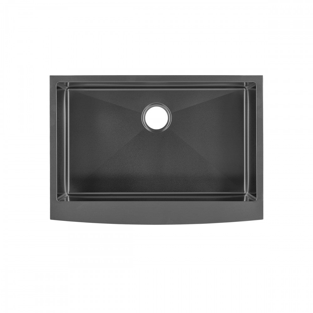 Rivage 30x21 Stainless Steel, Single Basin, Farmhouse Kitchen Sink, Apron, Black