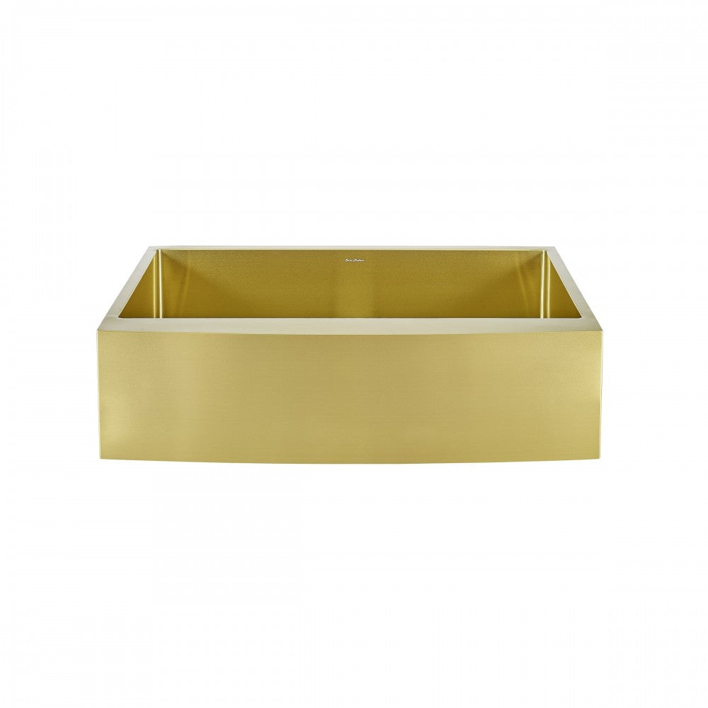 Rivage 33x21 Stainless Steel, Single Basin, Farmhouse Kitchen Sink, Apron, Gold