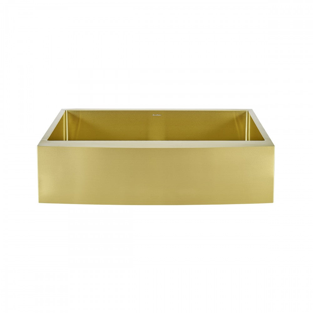 Rivage 36x21 Stainless Steel, Single Basin, Farmhouse Kitchen Sink, Apron, Gold