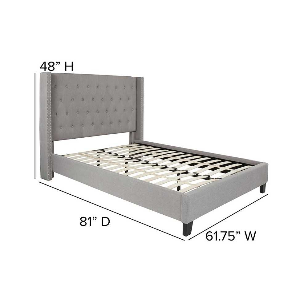 Riverdale Full Size Tufted Upholstered Platform Bed in Light Gray Fabric
