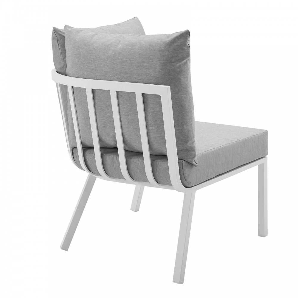 Riverside 2 Piece Outdoor Patio Aluminum Sectional Sofa Set, White Gray