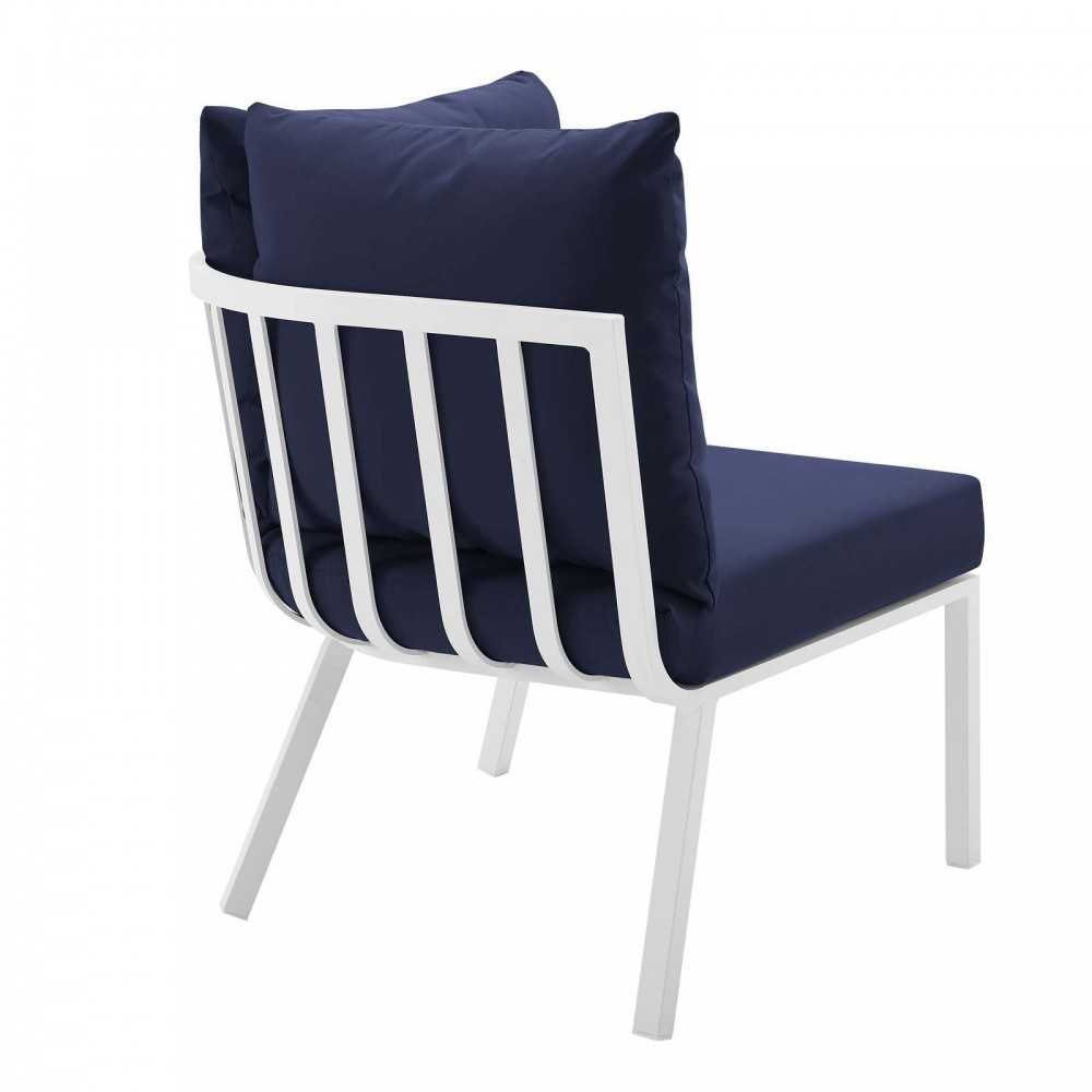 Riverside 2 Piece Outdoor Patio Aluminum Sectional Sofa Set, White Navy