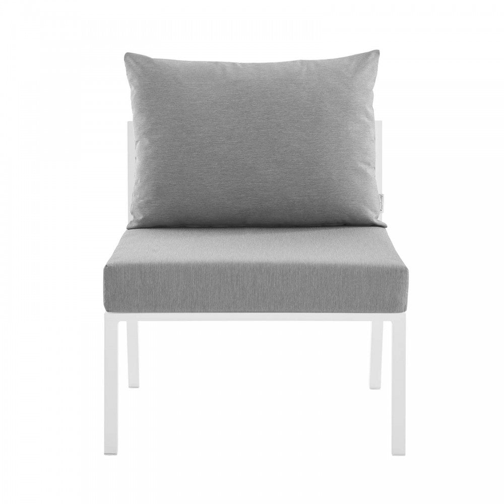 Riverside 3 Piece Outdoor Patio Aluminum Sectional Sofa Set, White Gray