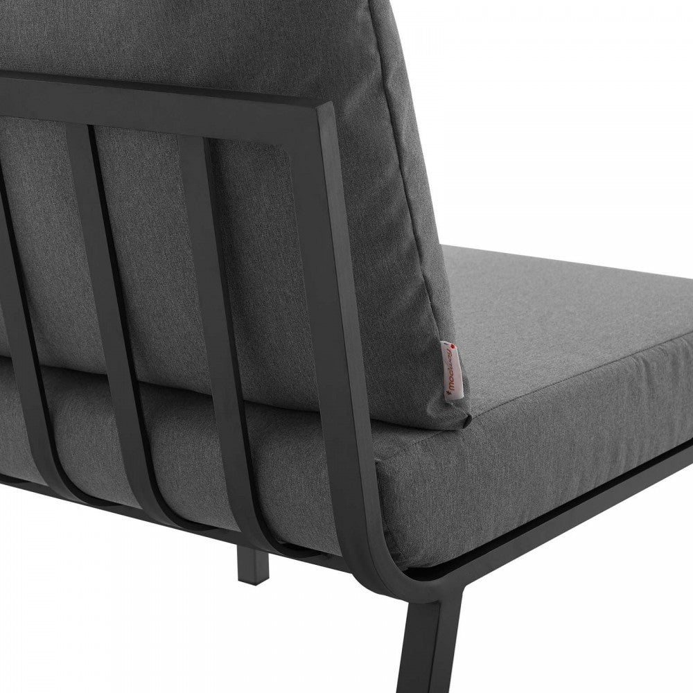 Riverside 5 Piece Outdoor Patio Aluminum Sectional, Gray Charcoal