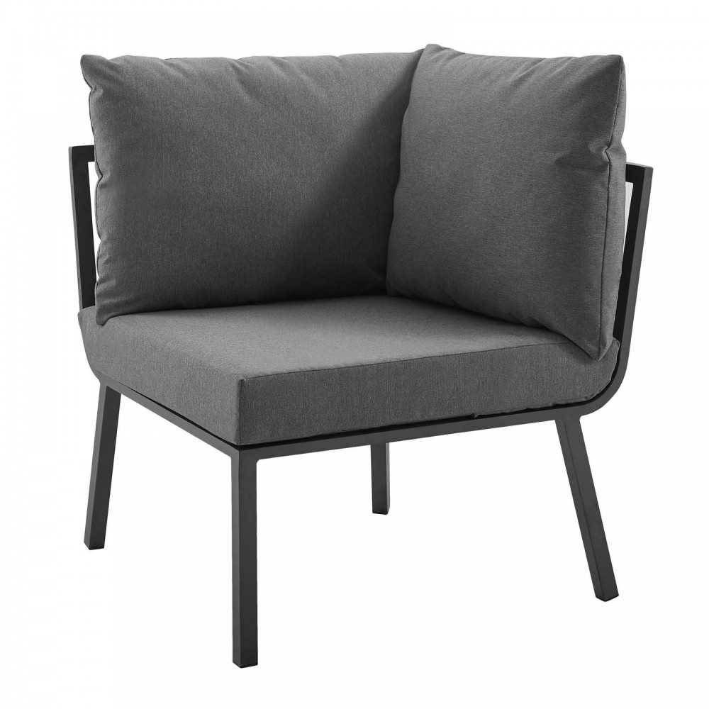 Riverside 5 Piece Outdoor Patio Aluminum Sectional, Gray Charcoal
