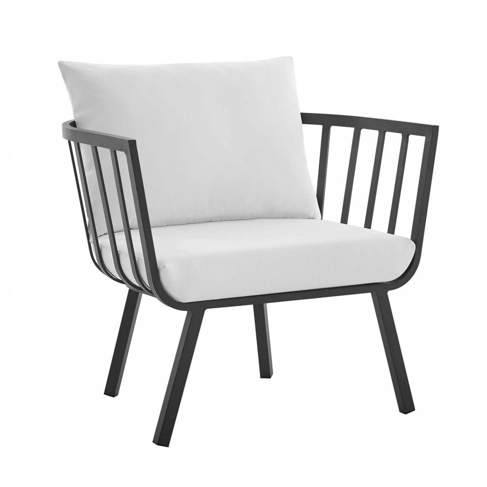 Riverside Outdoor Patio Aluminum Armchair Set of 2, Gray White