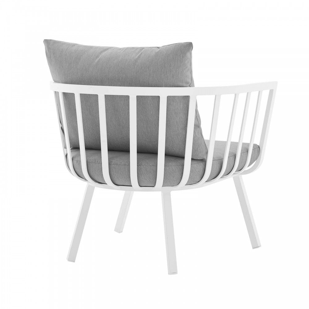 Riverside Outdoor Patio Aluminum Armchair Set of 2, White Gray