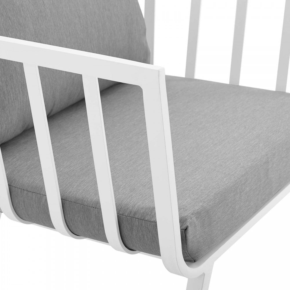 Riverside Outdoor Patio Aluminum Armchair Set of 2, White Gray