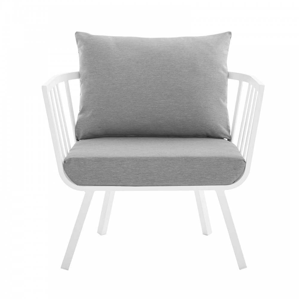 Riverside Outdoor Patio Aluminum Armchair Set of 2, White Gray