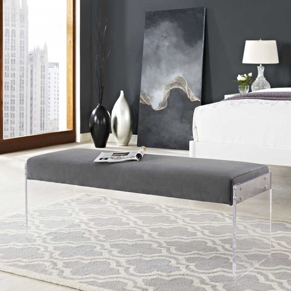 Roam Performance Velvet Bench, Gray
