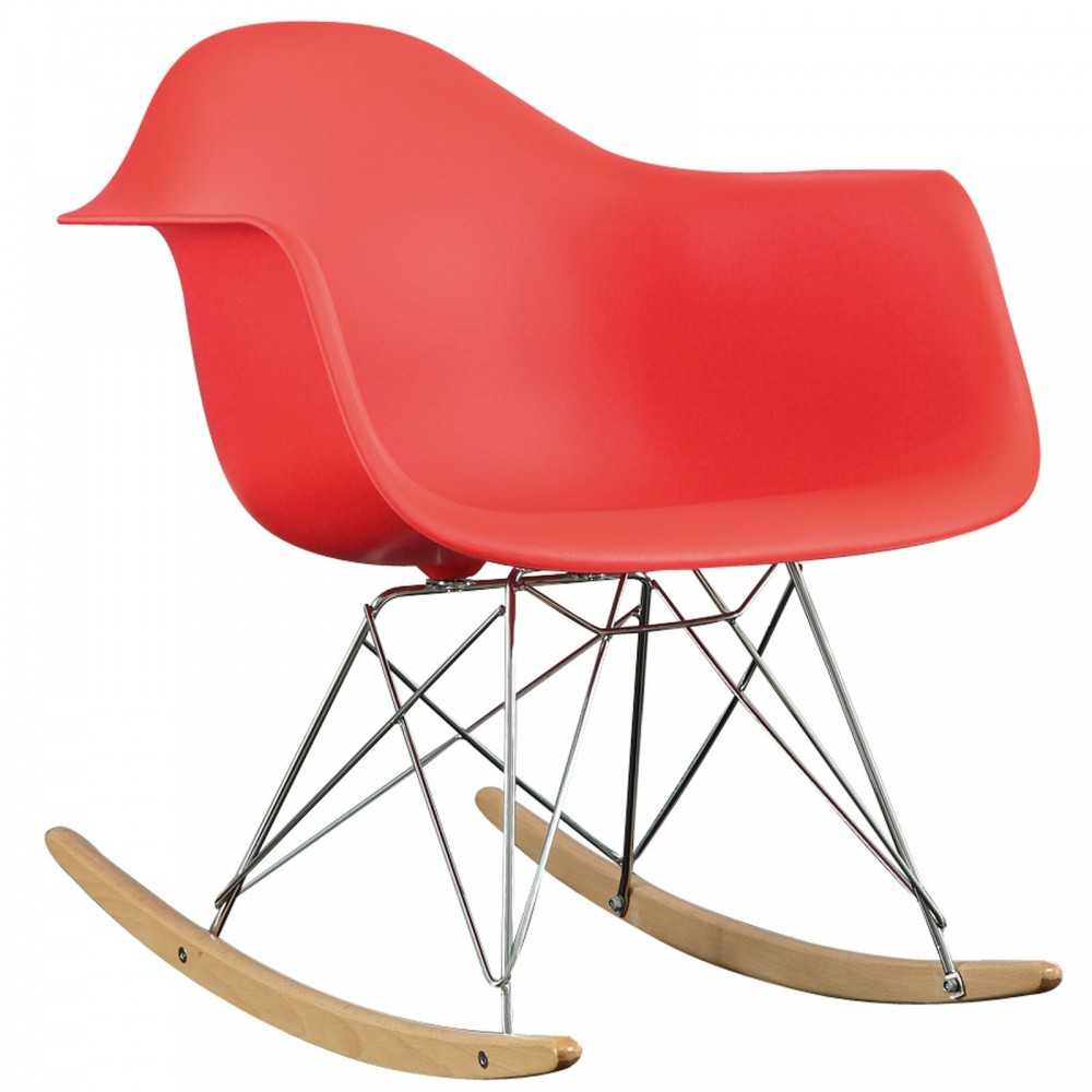 Rocker Plastic Lounge Chair, Red