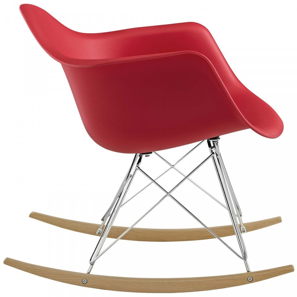 Rocker Plastic Lounge Chair, Red