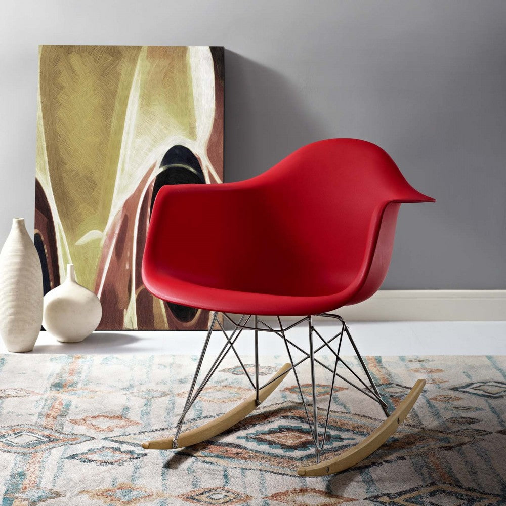 Rocker Plastic Lounge Chair, Red