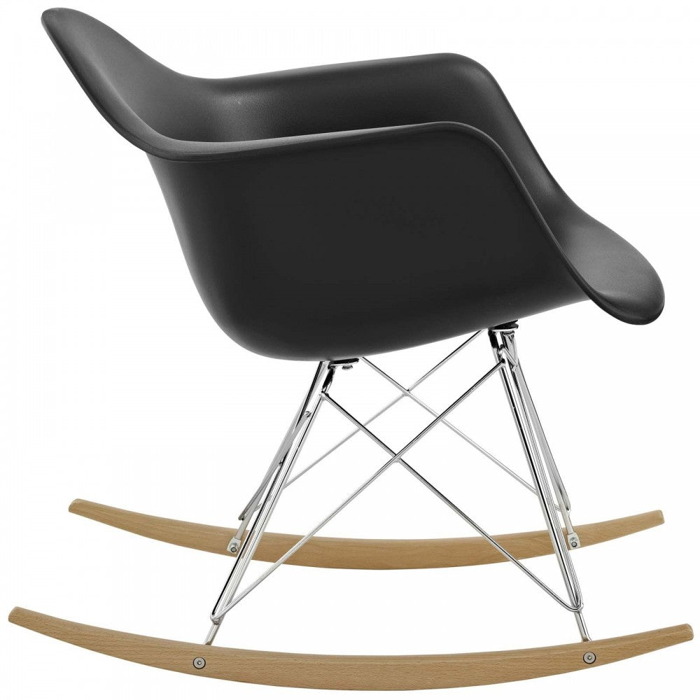 Rocker Plastic Lounge Chair, Black