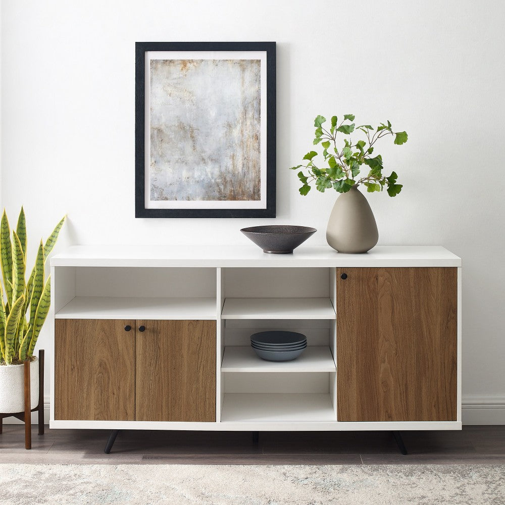 Rogan 60" 3 Door Sideboard - Solid White/English Oak