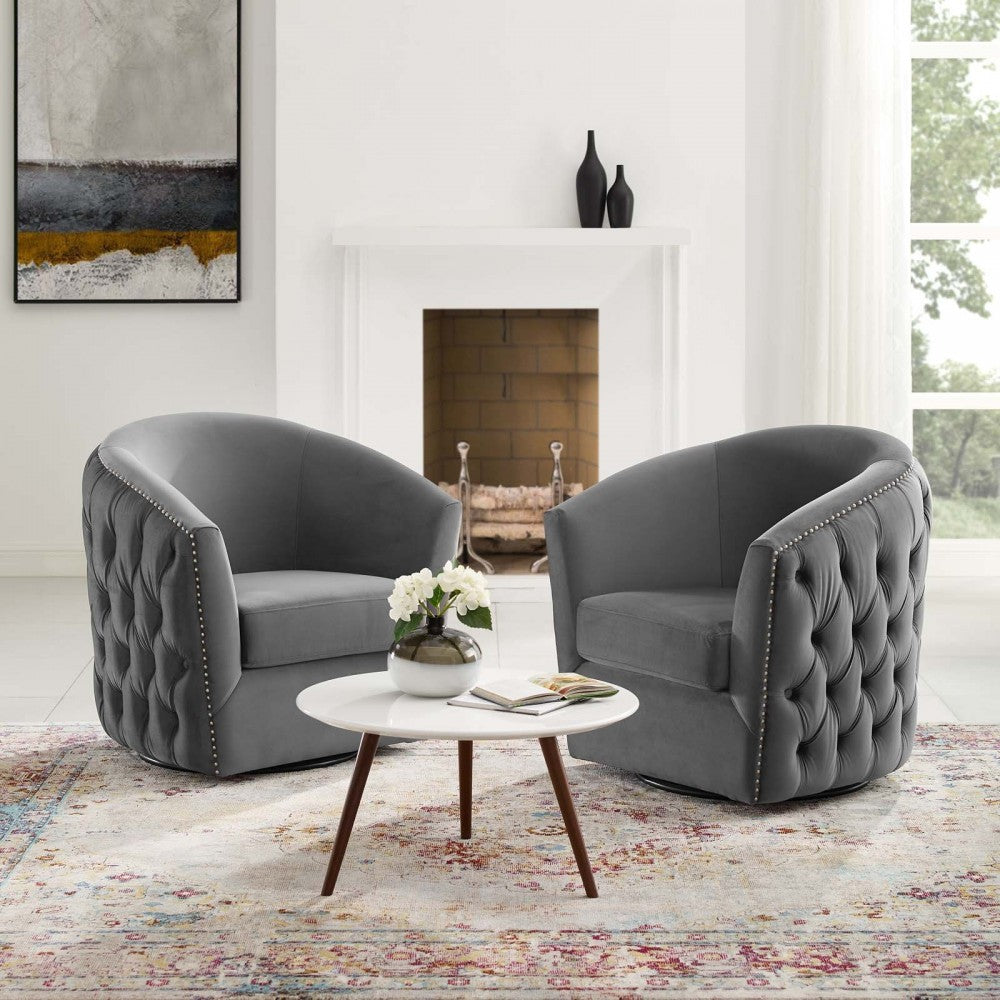 Rogue Armchair Performance Velvet Set of 2, Gray