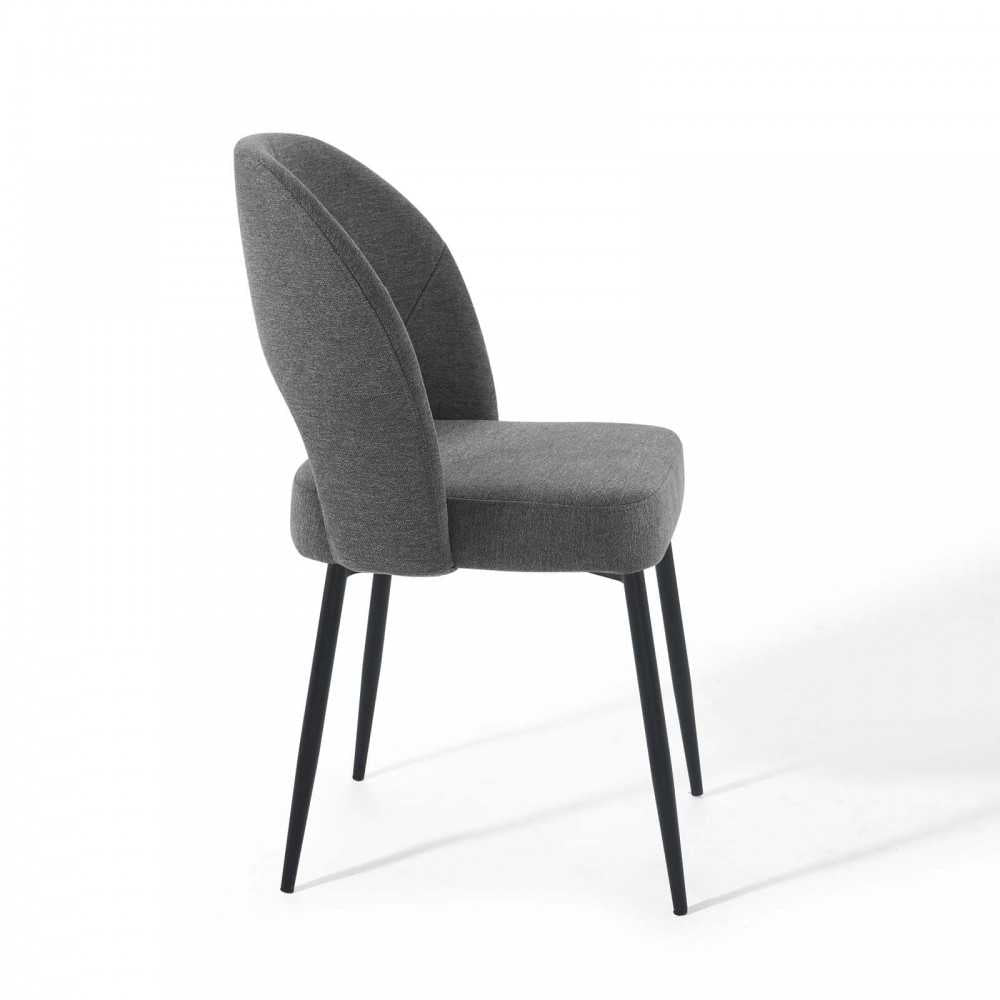 Rouse Dining Side Chair Upholstered Fabric Set of 2, Black Charcoal
