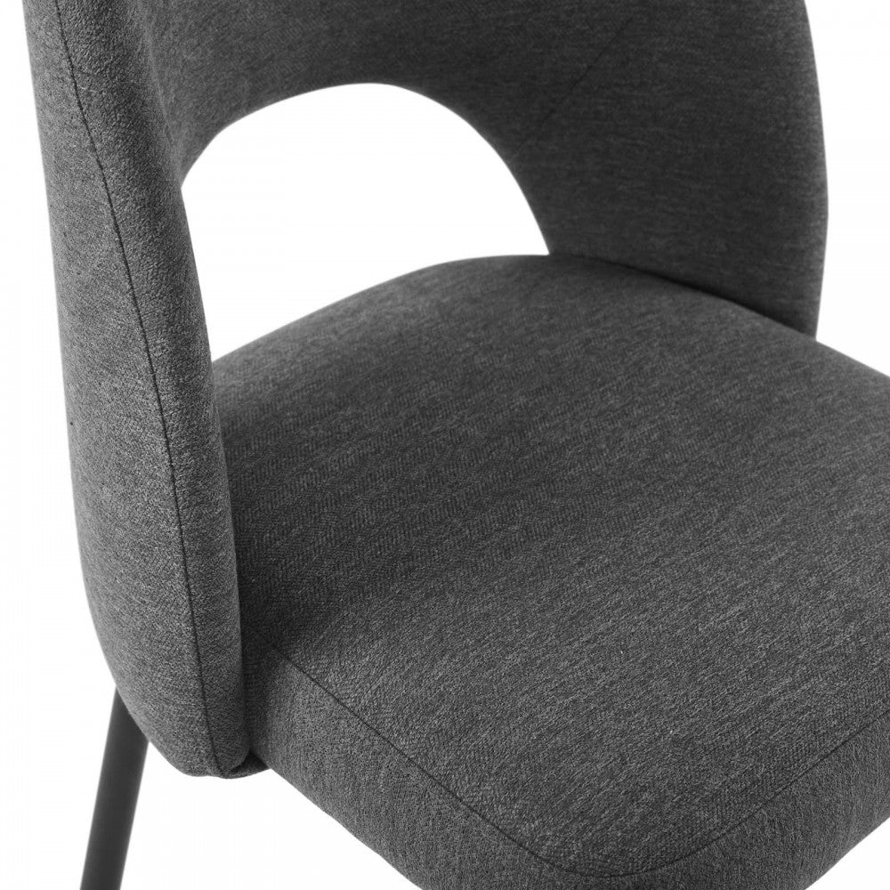 Rouse Dining Side Chair Upholstered Fabric Set of 2, Black Charcoal
