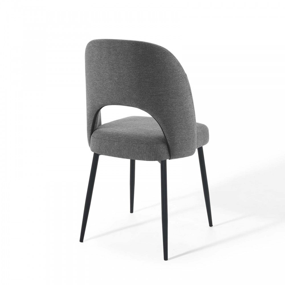 Rouse Dining Side Chair Upholstered Fabric Set of 2, Black Charcoal