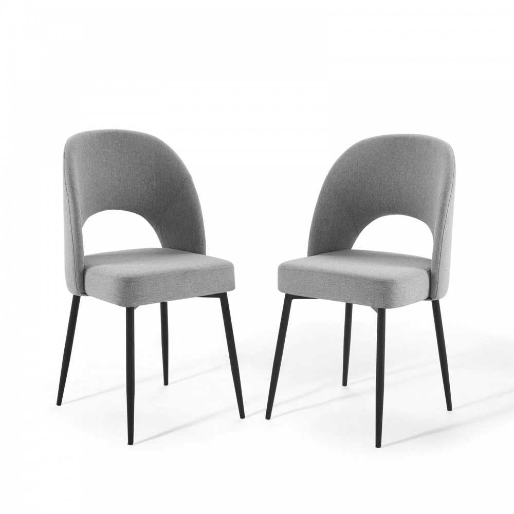 Rouse Dining Side Chair Upholstered Fabric Set of 2, Black Light Gray