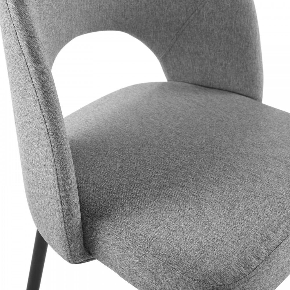 Rouse Dining Side Chair Upholstered Fabric Set of 2, Black Light Gray