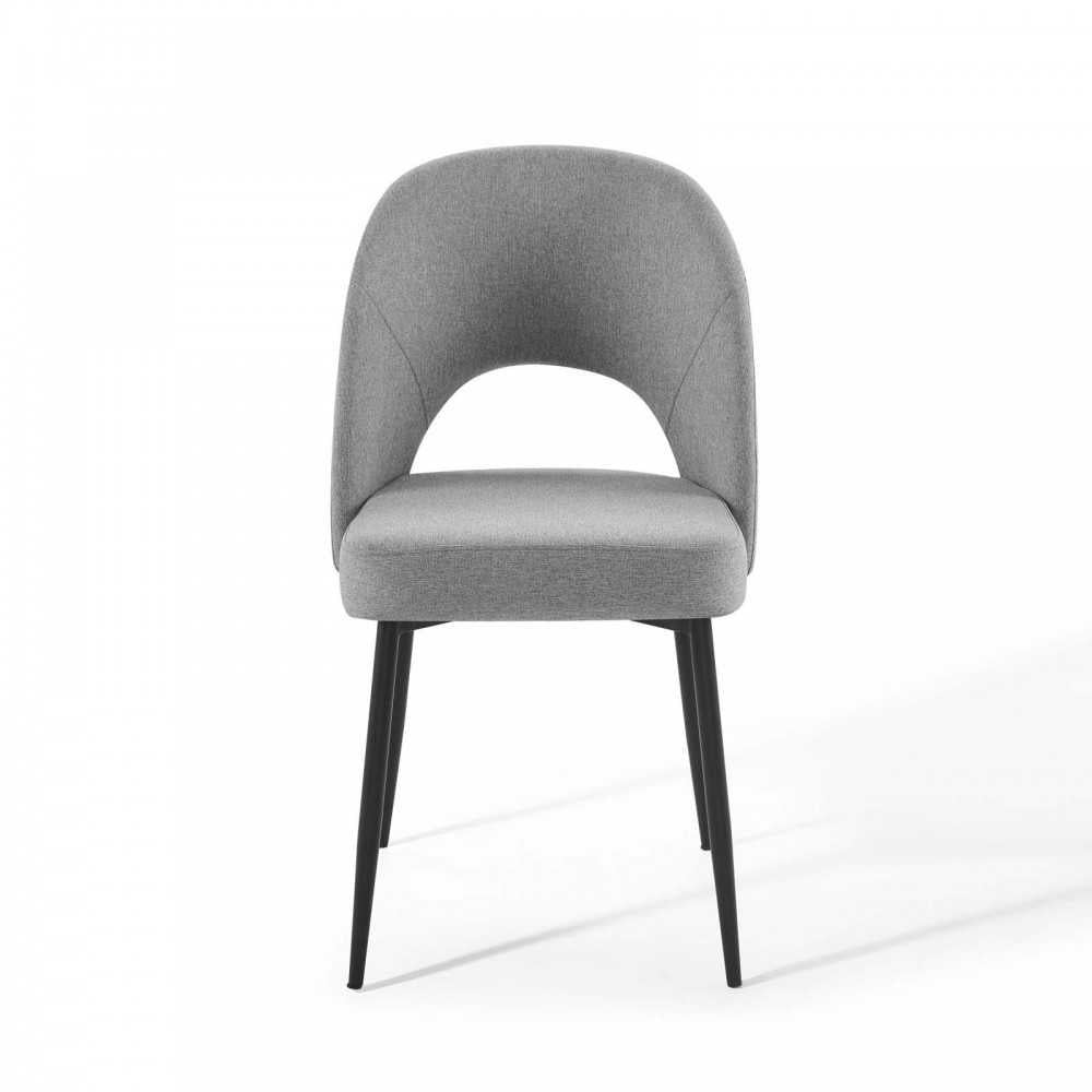 Rouse Dining Side Chair Upholstered Fabric Set of 2, Black Light Gray