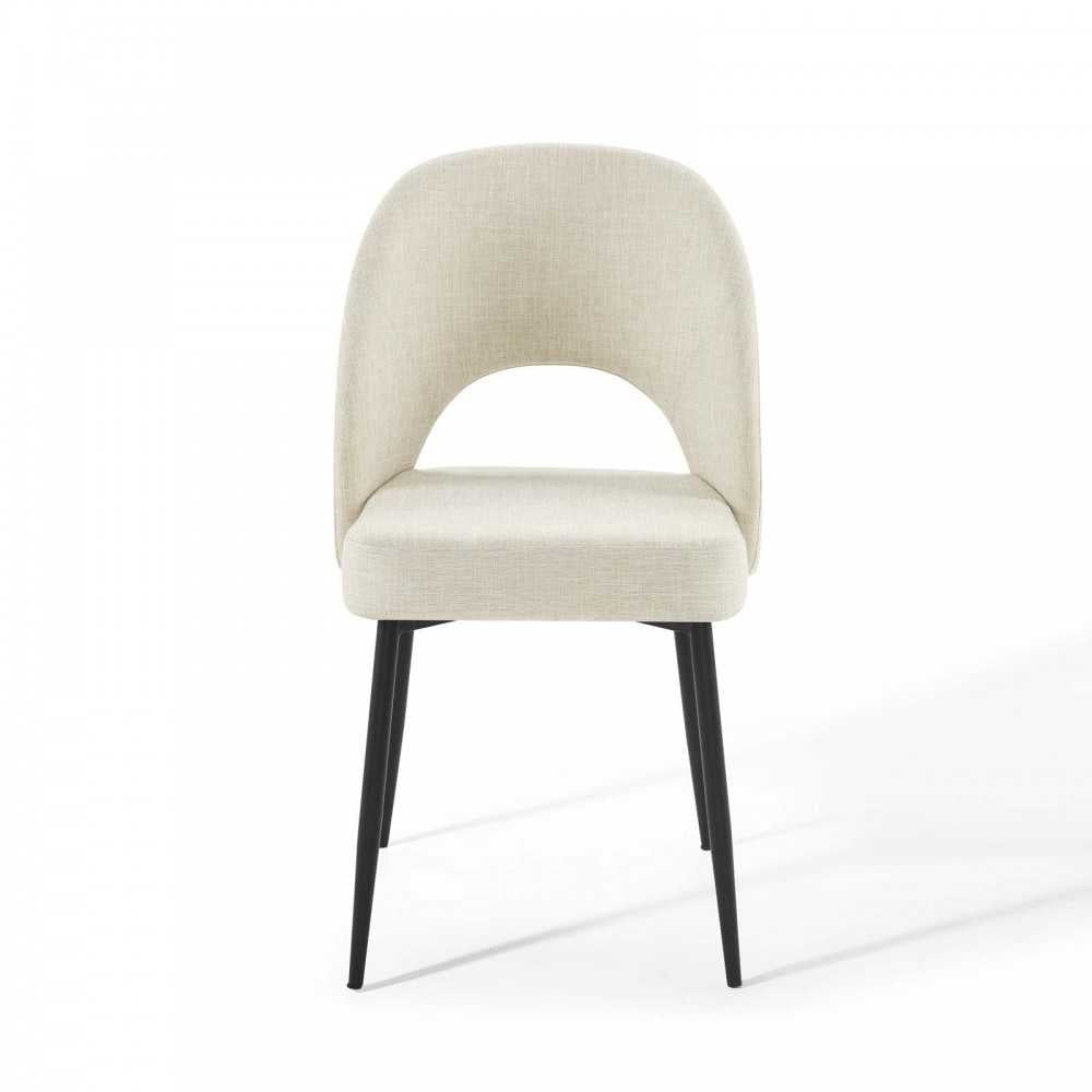 Rouse Dining Side Chair Upholstered Fabric Set of 2, Black Beige