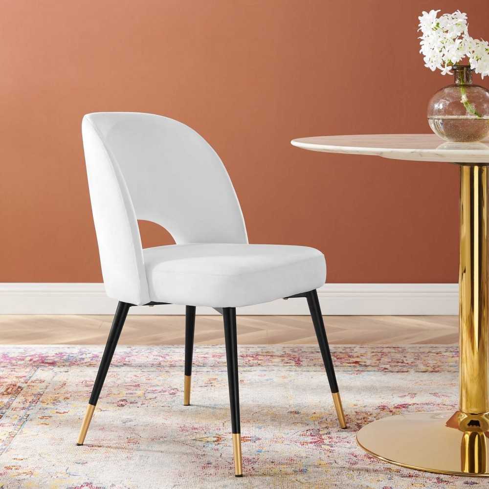 Rouse Performance Velvet Dining Side Chair, White