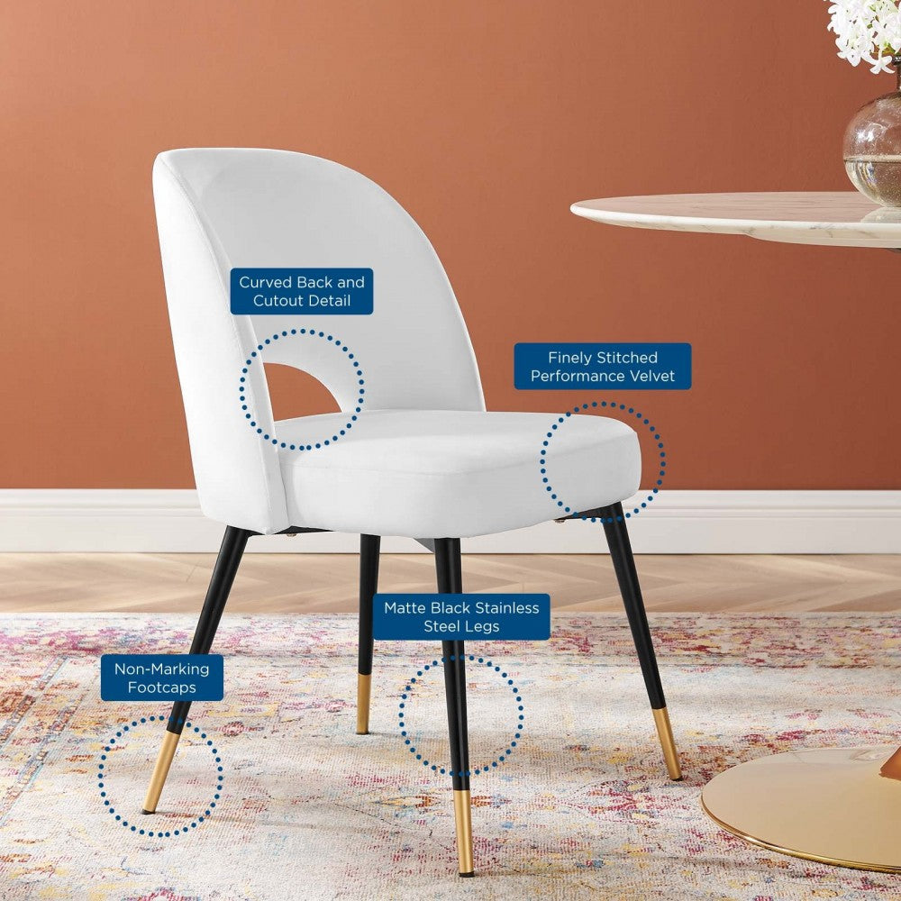 Rouse Performance Velvet Dining Side Chair, White