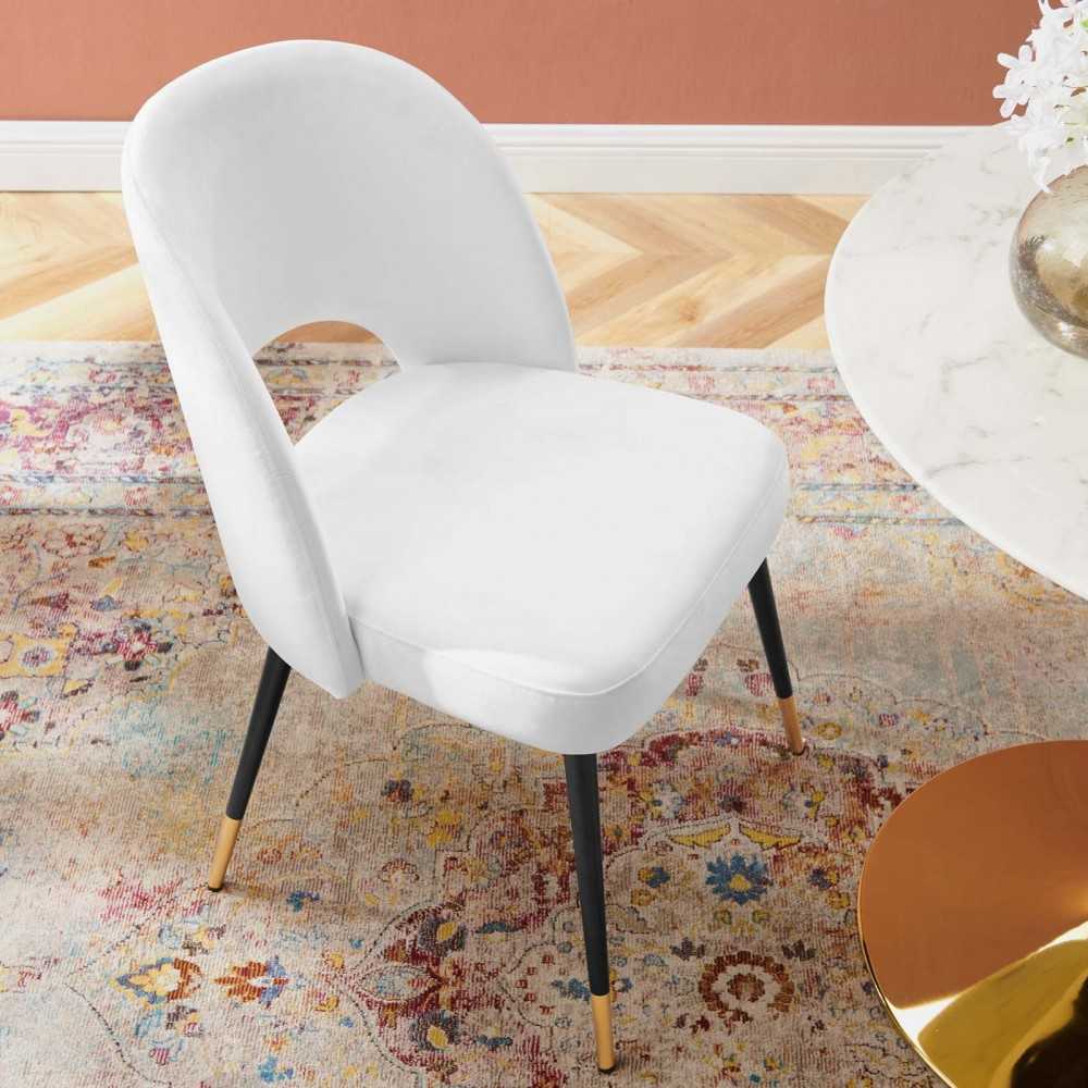 Rouse Performance Velvet Dining Side Chair, White
