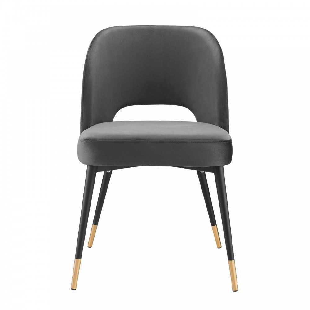 Rouse Performance Velvet Dining Side Chair, Charcoal