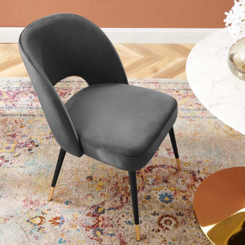 Rouse Performance Velvet Dining Side Chair, Charcoal