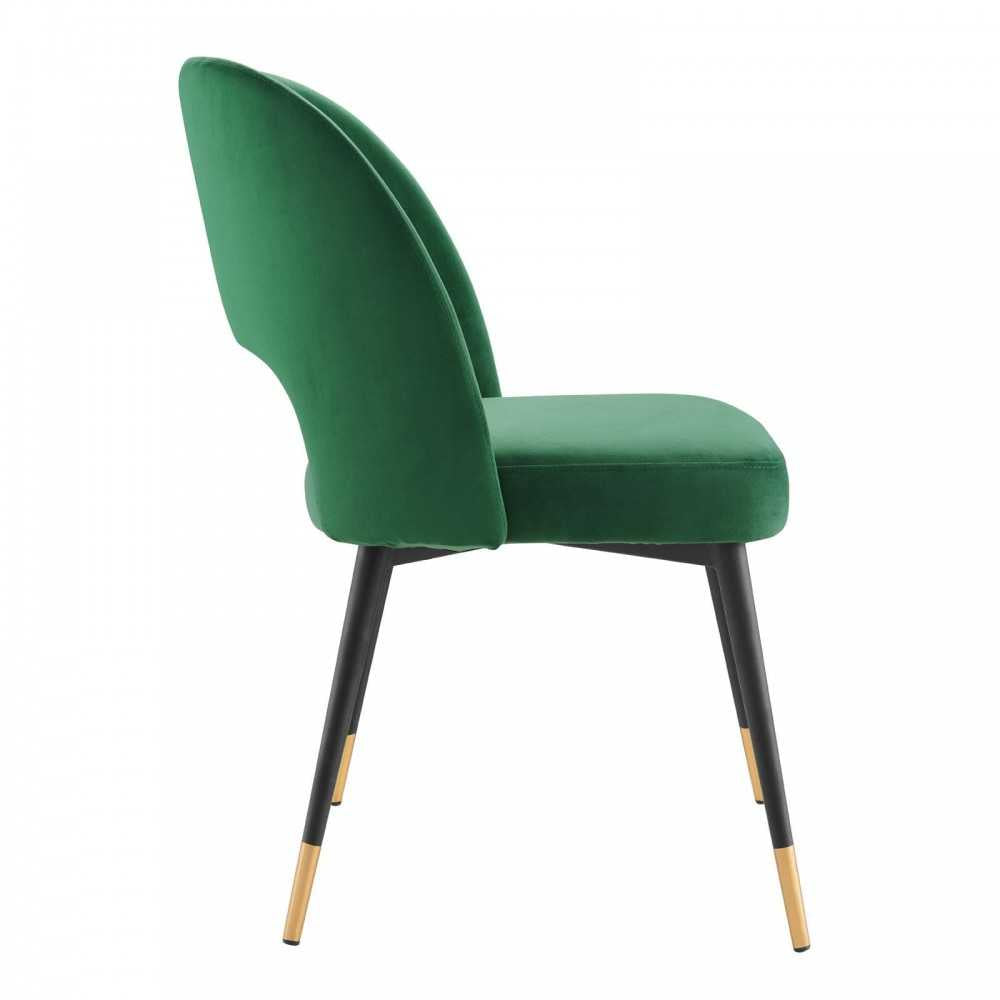 Rouse Performance Velvet Dining Side Chairs - Set of 2, Emerald