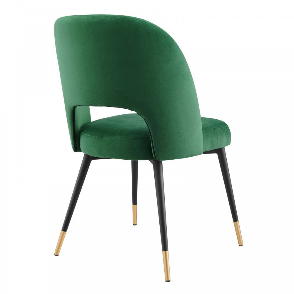 Rouse Performance Velvet Dining Side Chairs - Set of 2, Emerald