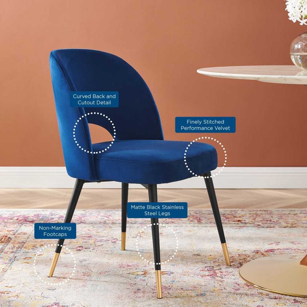 Rouse Performance Velvet Dining Side Chairs - Set of 2, Navy