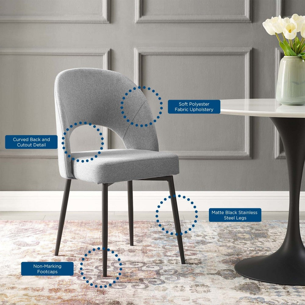 Rouse Upholstered Fabric Dining Side Chair, Black Light Gray