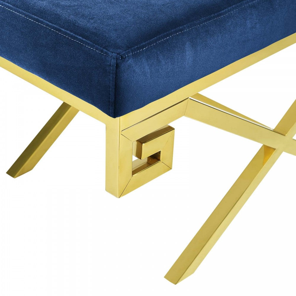 Rove Velvet Performance Velvet Bench, Gold Navy